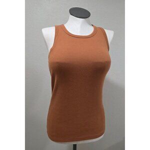 Duluth Trading Co Womens No-Yank Ribbed Tank Top Rust Brown Size M Cotton Blend